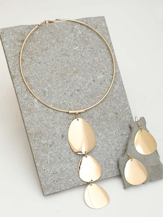GOLD PLATEDPEARL CHOKER NECKLACE WITH EARRINGS FOR WOMEN AND GIRLS