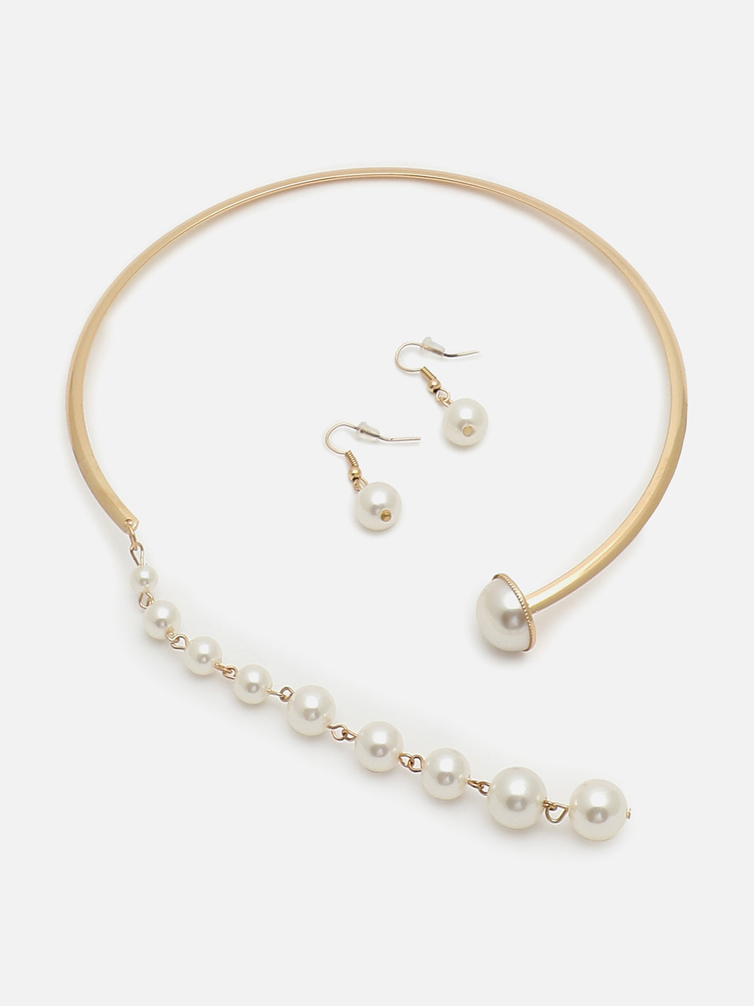 GOLD PLATEDPEARL CHOKER NECKLACE WITH EARRINGS FOR WOMEN AND GIRLS