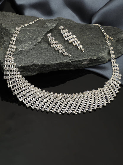 GOLD PLATED CHOKER NECKLACE WITH EARRINGS FOR WOMEN AND GIRLS