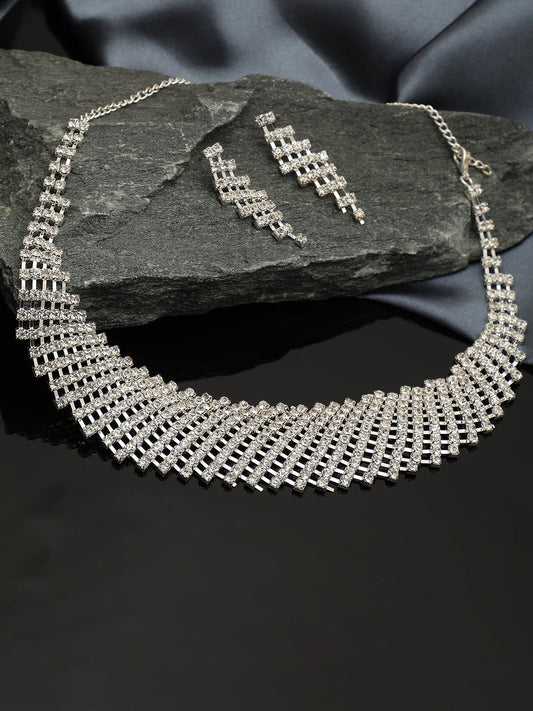 GOLD PLATED CHOKER NECKLACE WITH EARRINGS FOR WOMEN AND GIRLS