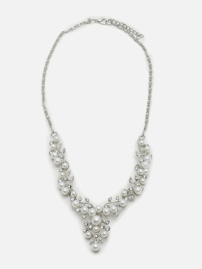 GOLD PLATED PEARL NECKLACE AND EARRINGS SET FOR WOMEN