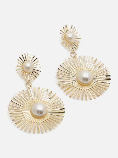 GOLD PLATED PEARL NECKLACE AND EARRINGS SET FOR WOMEN