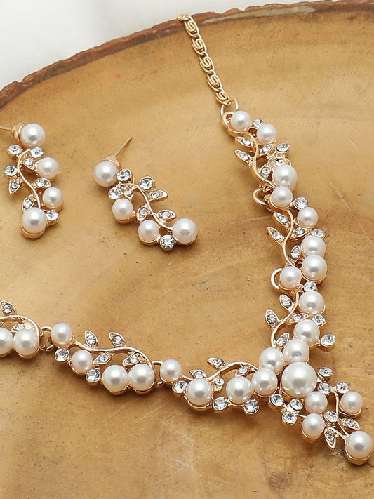 GOLD PLATED CHOKER NECKLACE WITH EARRINGS