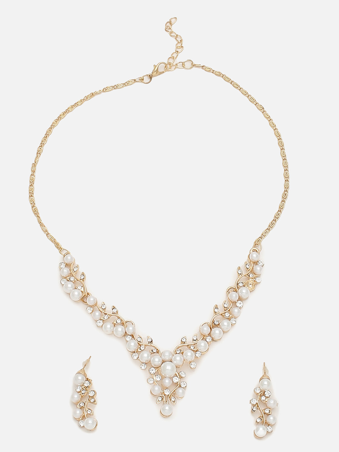 GOLD PLATED CHOKER NECKLACE WITH EARRINGS
