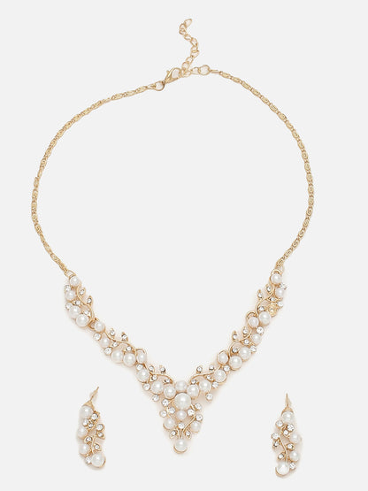 GOLD PLATED CHOKER NECKLACE WITH EARRINGS