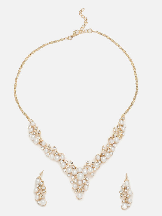 GOLD PLATED CHOKER NECKLACE WITH EARRINGS