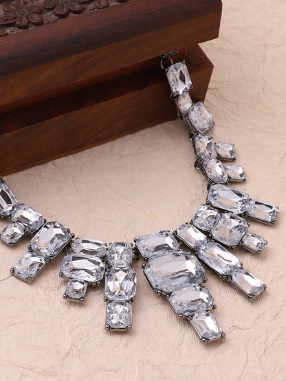 Silver Plated Designer Stone Necklace