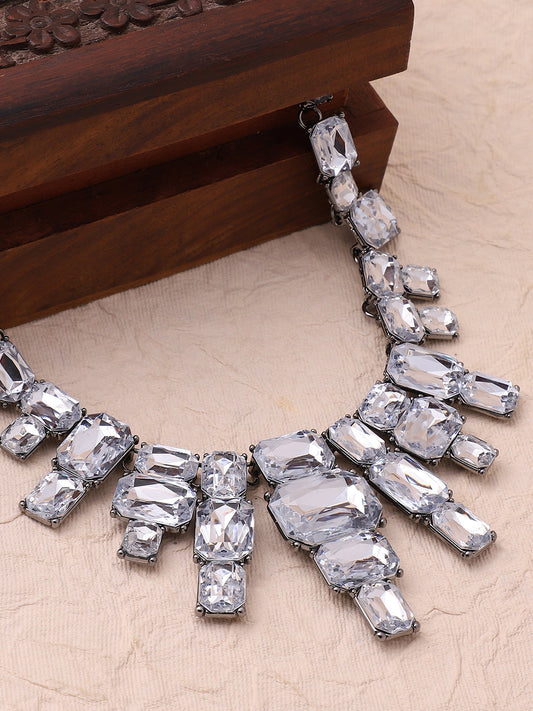 Silver Plated Designer Stone Necklace
