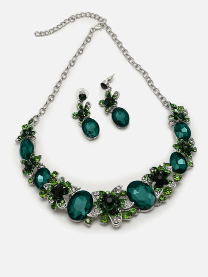 Gold Plated Designer Stone Necklace and Earring Set