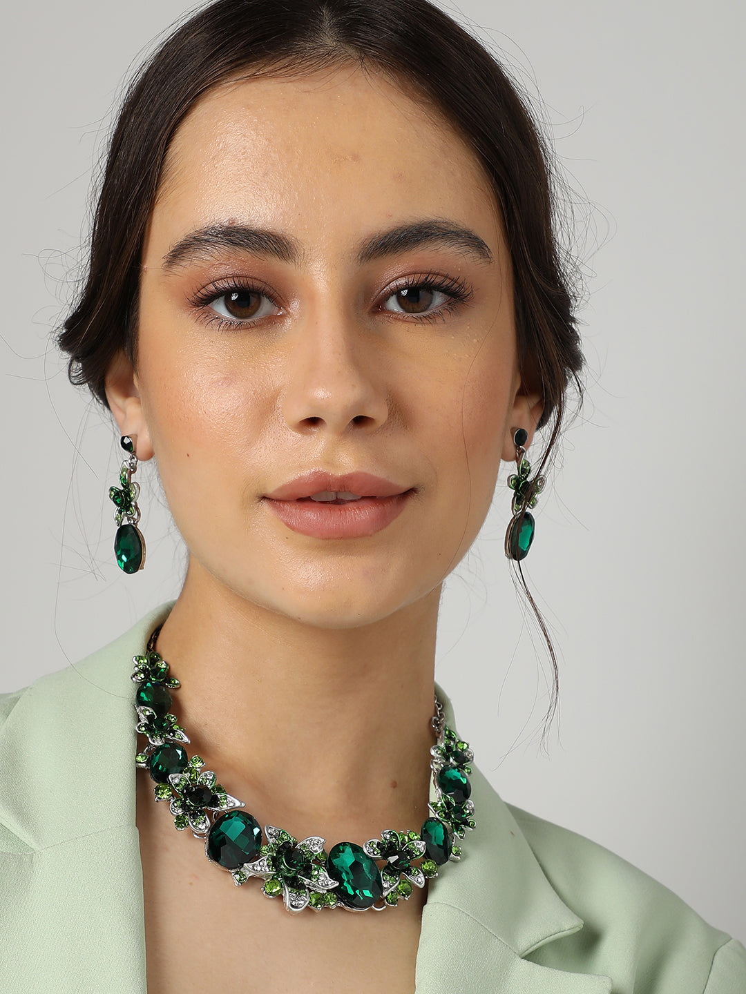 Gold Plated Designer Stone Necklace and Earring Set