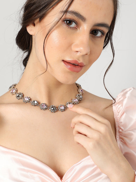 Silver Plated Designer Stone Necklace