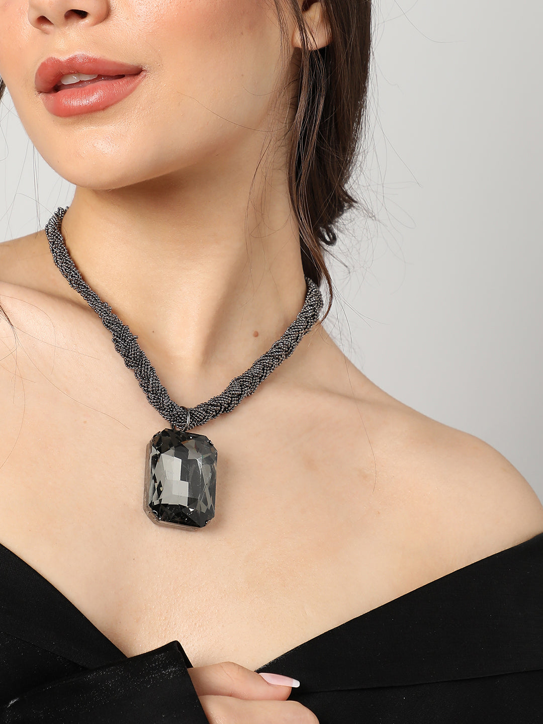 Silver Plated Designer Stone Necklace