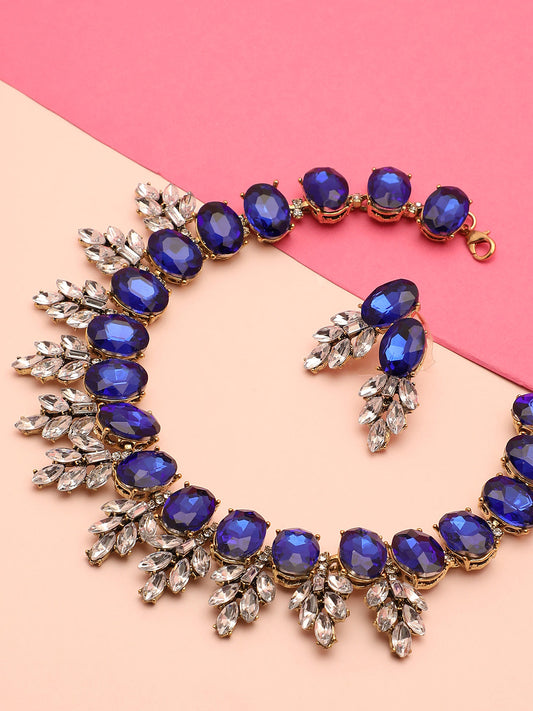 Gold Plated Designer Stone Necklace and Earring Set