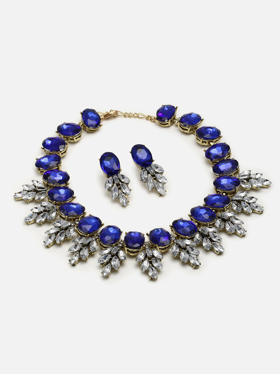 Gold Plated Designer Stone Necklace and Earring Set