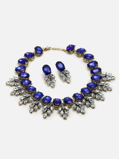 Gold Plated Designer Stone Necklace and Earring Set