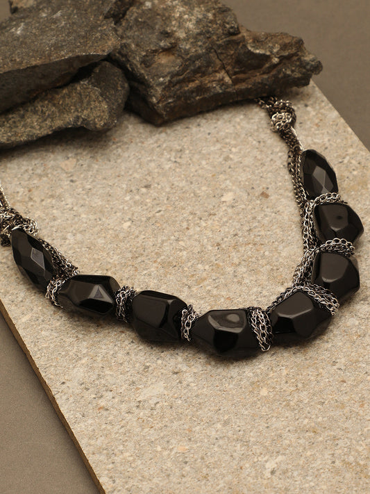 Silver Plated Designer Stone Necklace