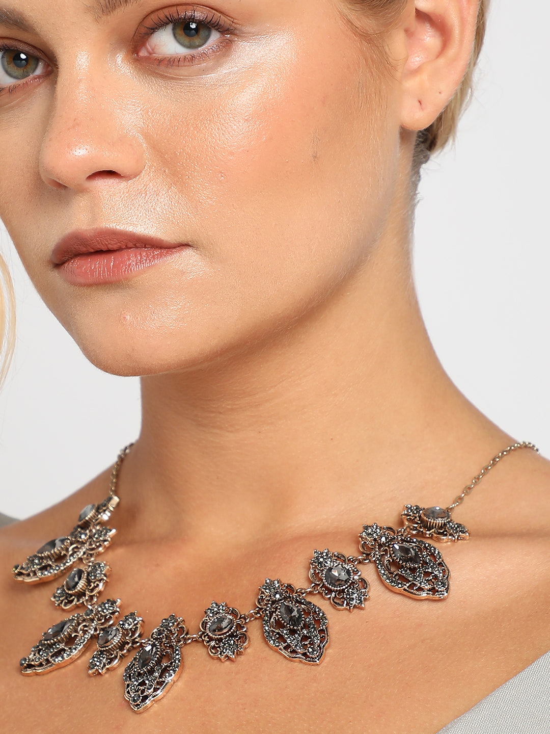 Silver Plated Designer Stone Necklace