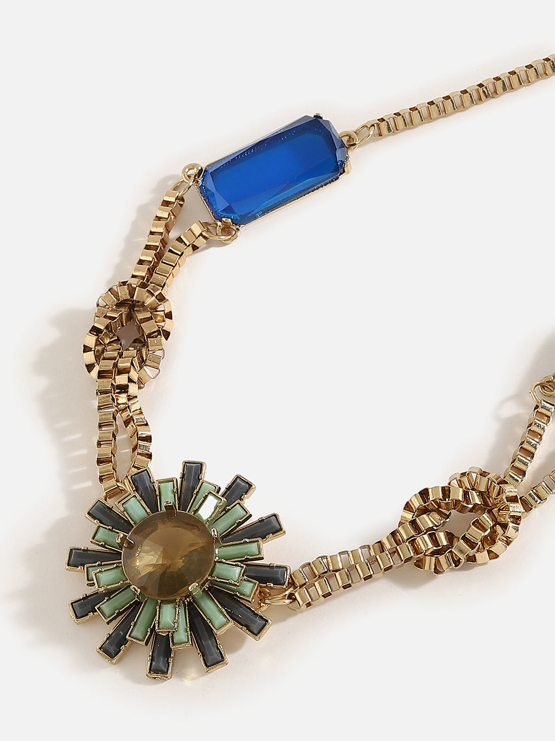 GOLD PLATED MULTI-COLOUR STONE DESIGNER NECKLACE FOR WOMEN AND GIRLS
