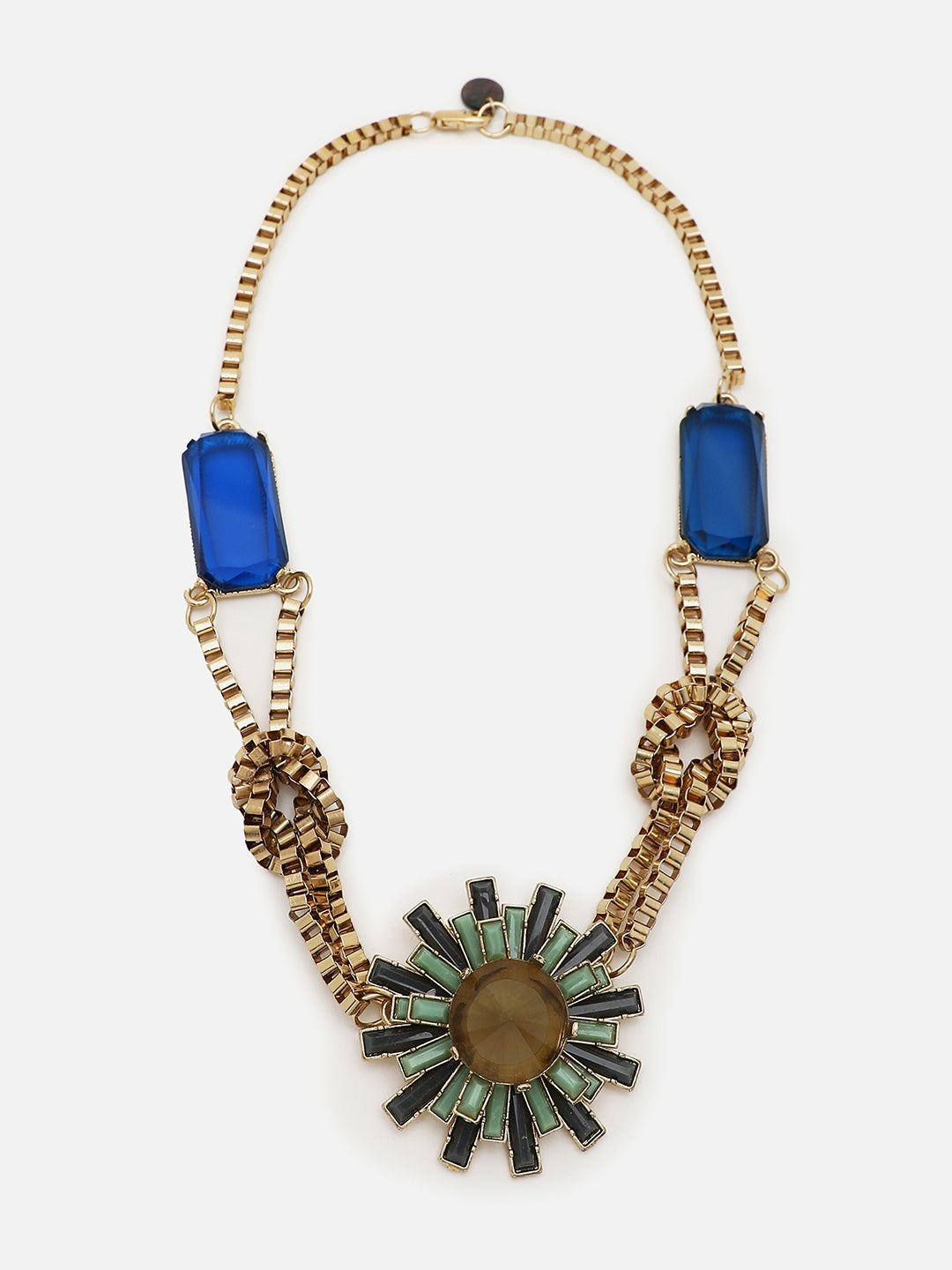 GOLD PLATED MULTI-COLOUR STONE DESIGNER NECKLACE FOR WOMEN AND GIRLS