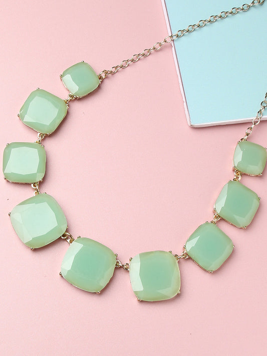 GOLD PLATED GREEN COLOUR STONE DESIGNER NECKLACE FOR WOMEN AND GIRLS