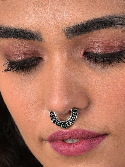 GREEN STONE BOHO NOSE PIN