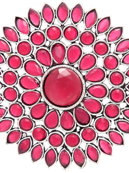 PINK STONES FLOWER SETTING COCKTAIL RING