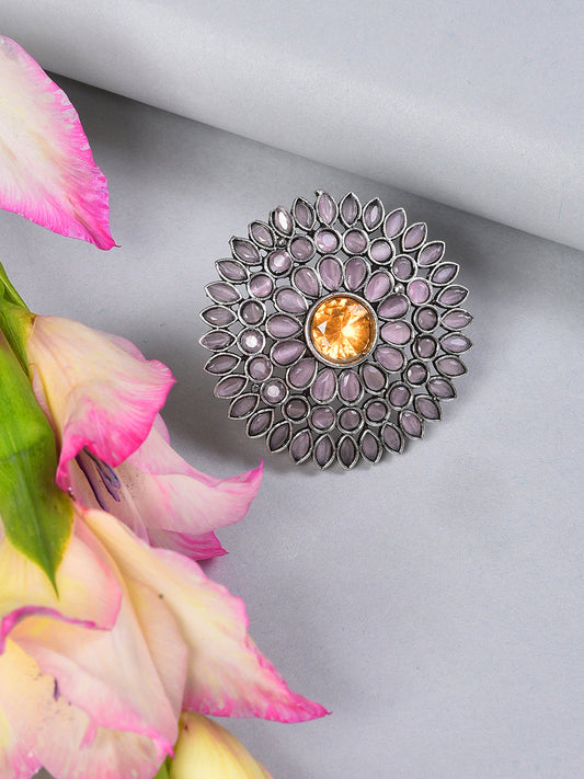 ORANGE STONE STUDED COCKTAIL RING