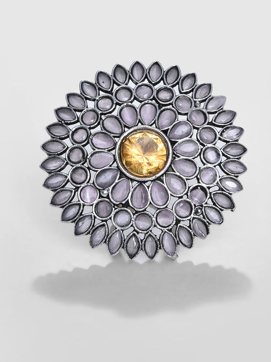ORANGE STONE STUDED COCKTAIL RING