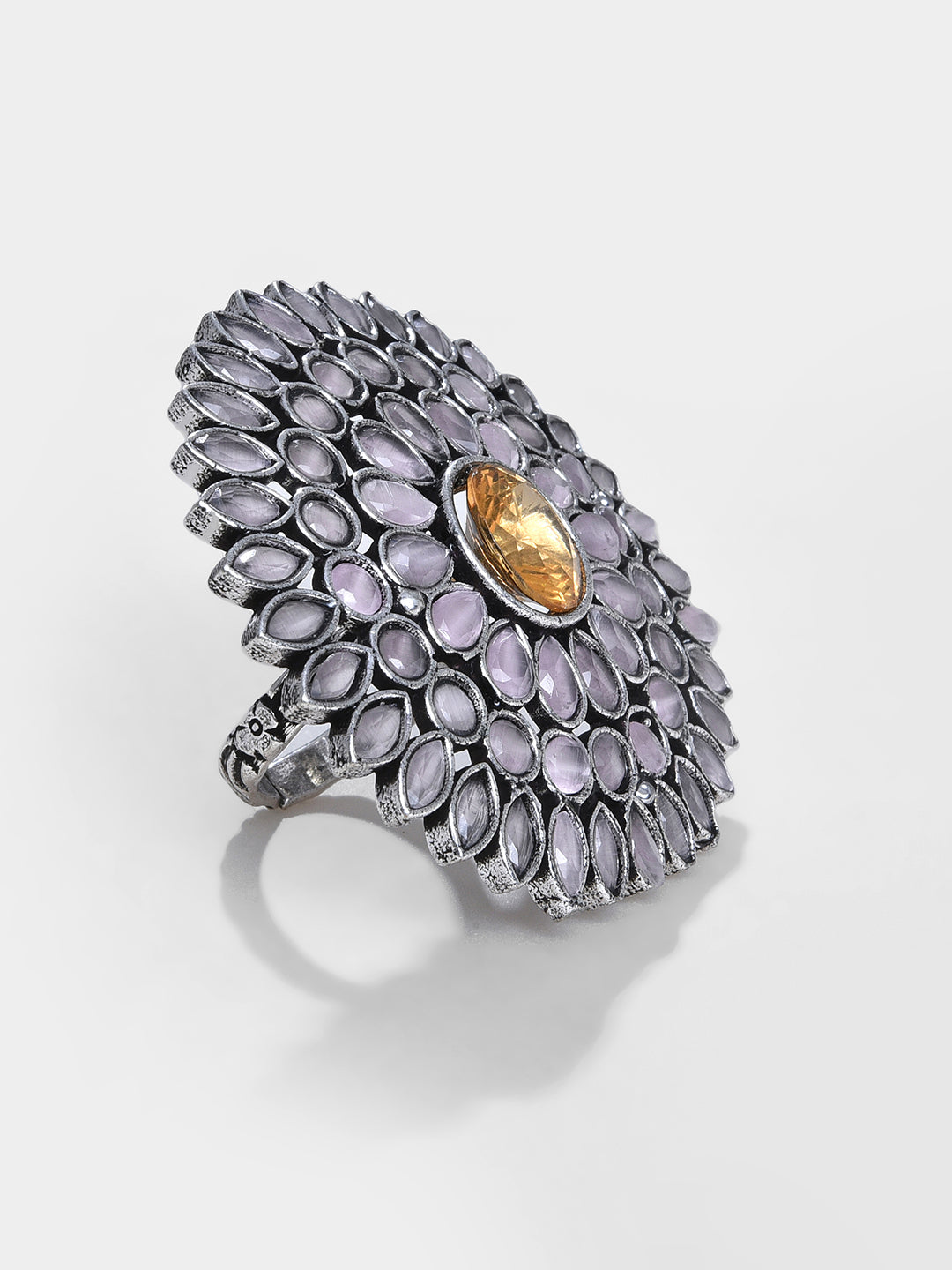 ORANGE STONE STUDED COCKTAIL RING