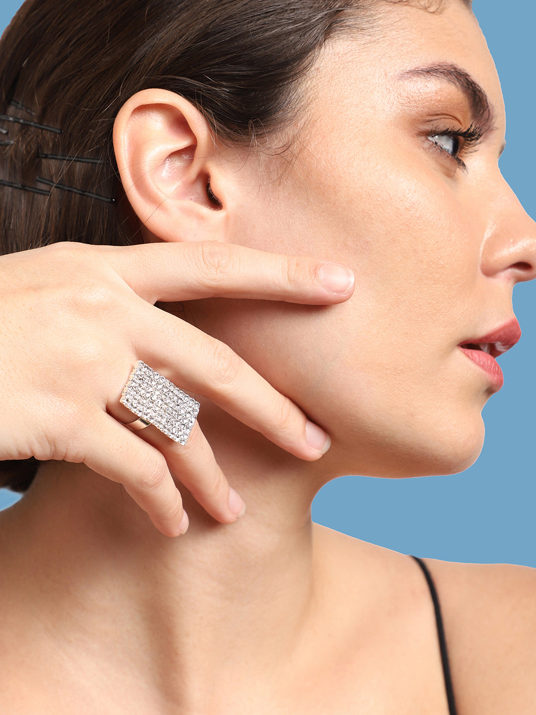 Silver Plated Party Designer Stone Ring For Women