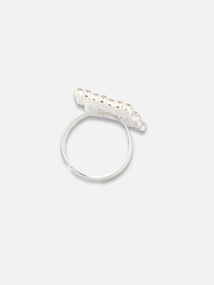 Silver Plated Party Designer Stone Ring For Women