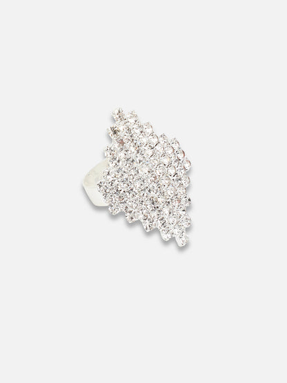 Silver Plated Party Designer Stone Ring For Women