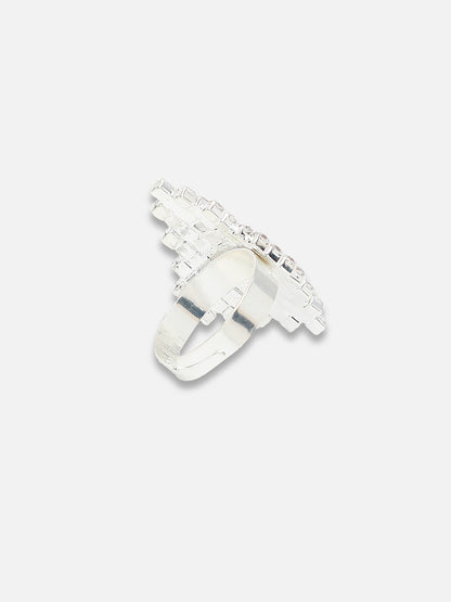 Silver Plated Party Designer Stone Ring For Women