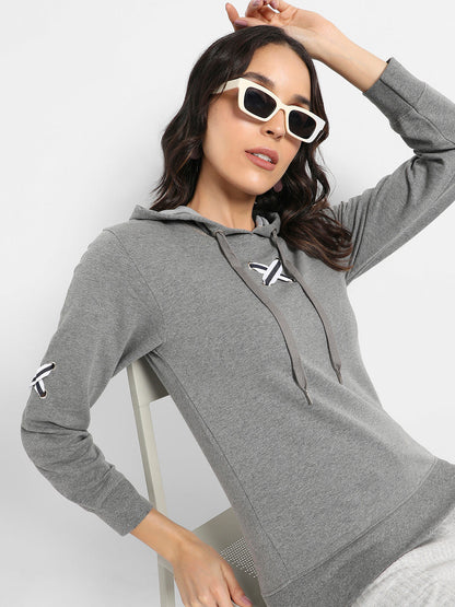 Pullover Hoodie With Criss-Cross Details