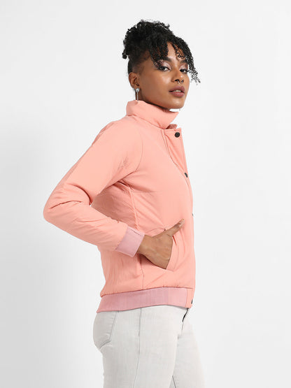 Puffer Jacket With Ribbed Hem