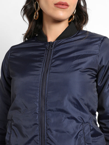 Micro Checkered Long Puffer Jacket