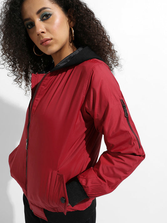 Zip-Front Jacket With Contrast Hem