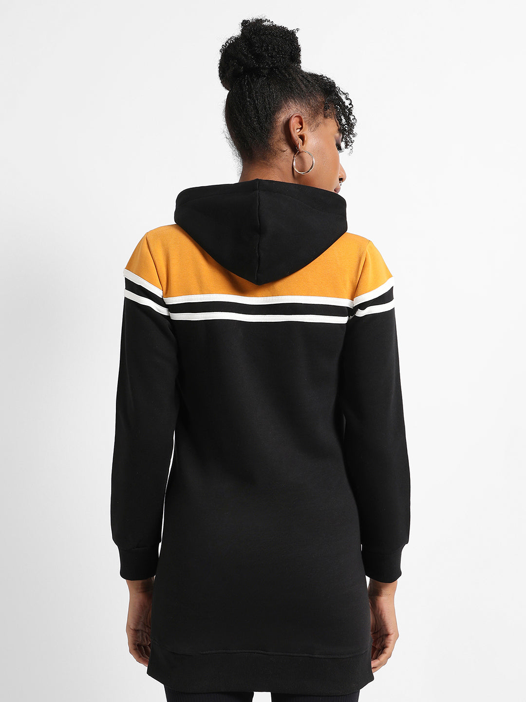 Colourblock Hoodie Dress With Ribbed Hem