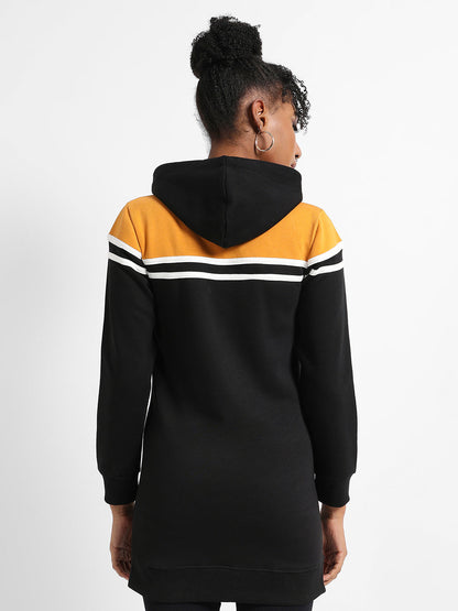 Colourblock Hoodie Dress With Ribbed Hem