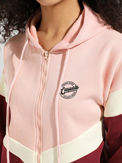 Multicolour Colourblock Zip-Front Hoodie With Contrast Panels