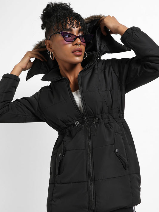 Puffer Jacket With Detachable Fur Hood