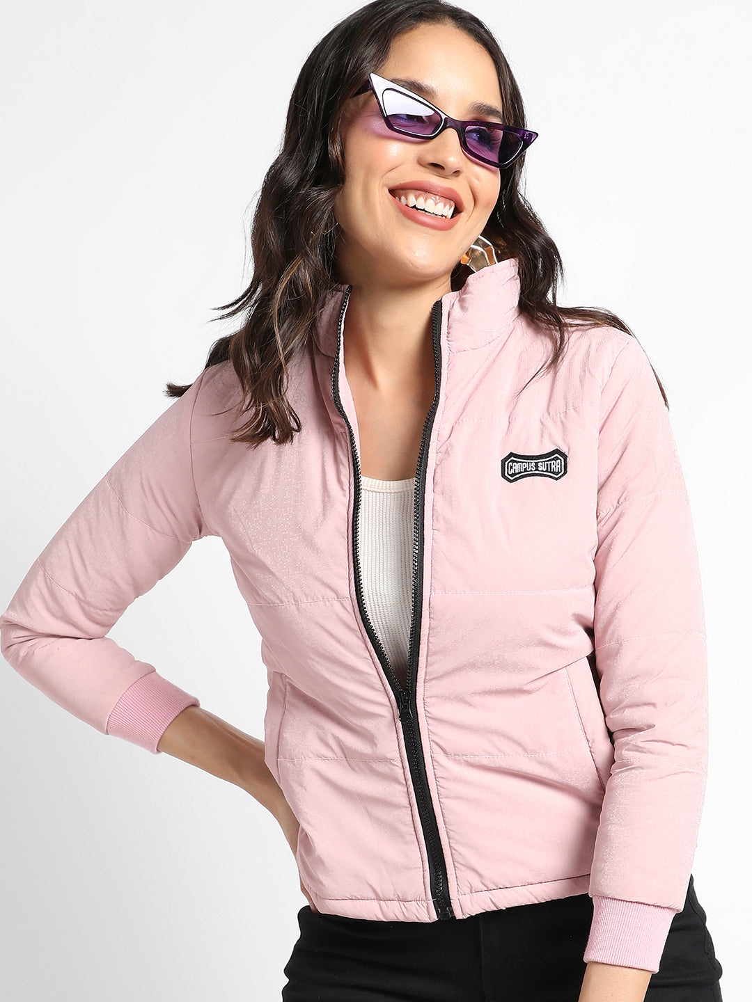 Quilted Puffer Jacket With Zip Closure