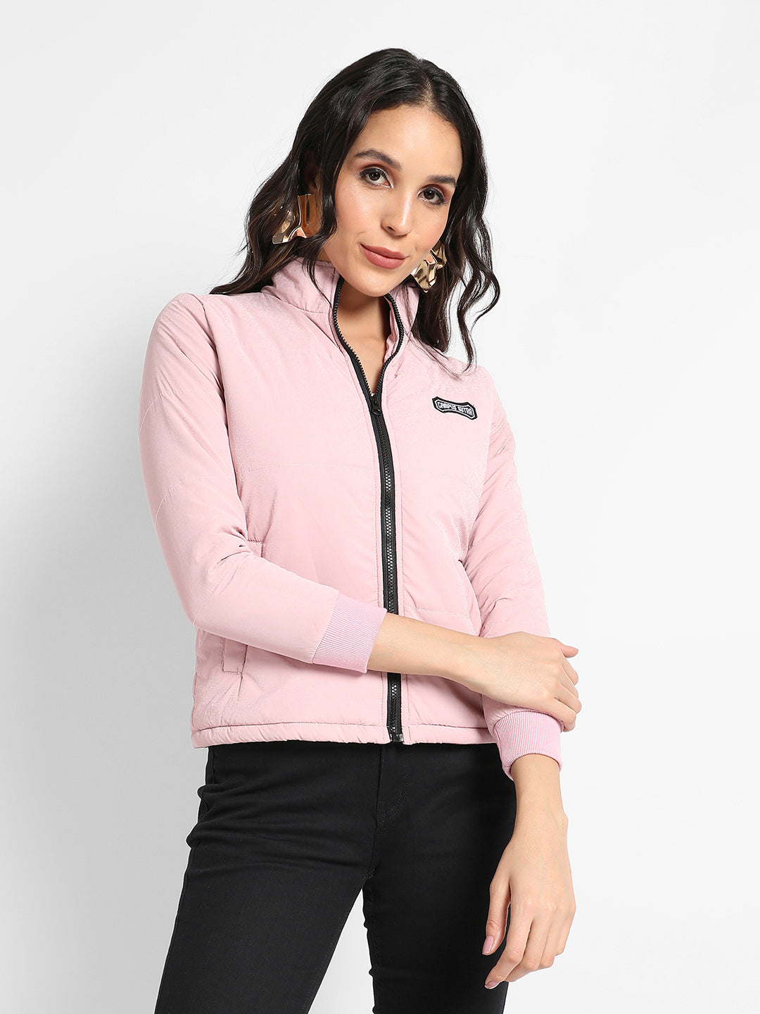 Quilted Puffer Jacket With Zip Closure