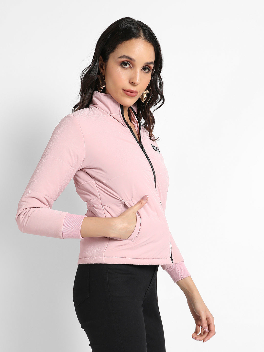 Quilted Puffer Jacket With Zip Closure