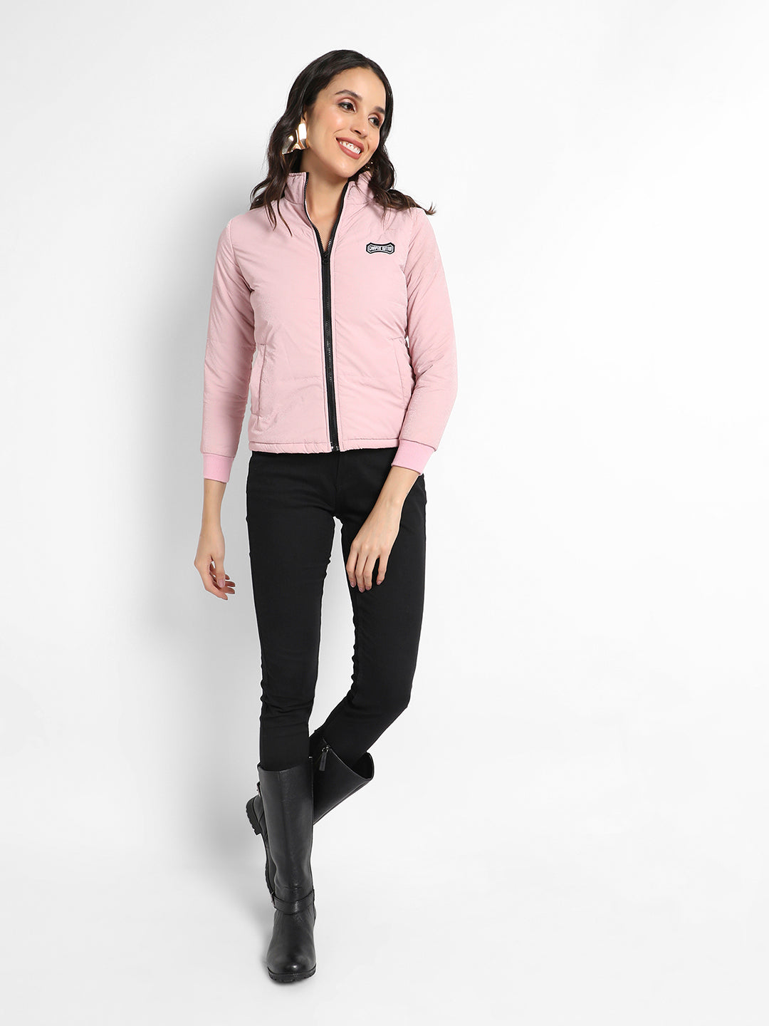 Quilted Puffer Jacket With Zip Closure