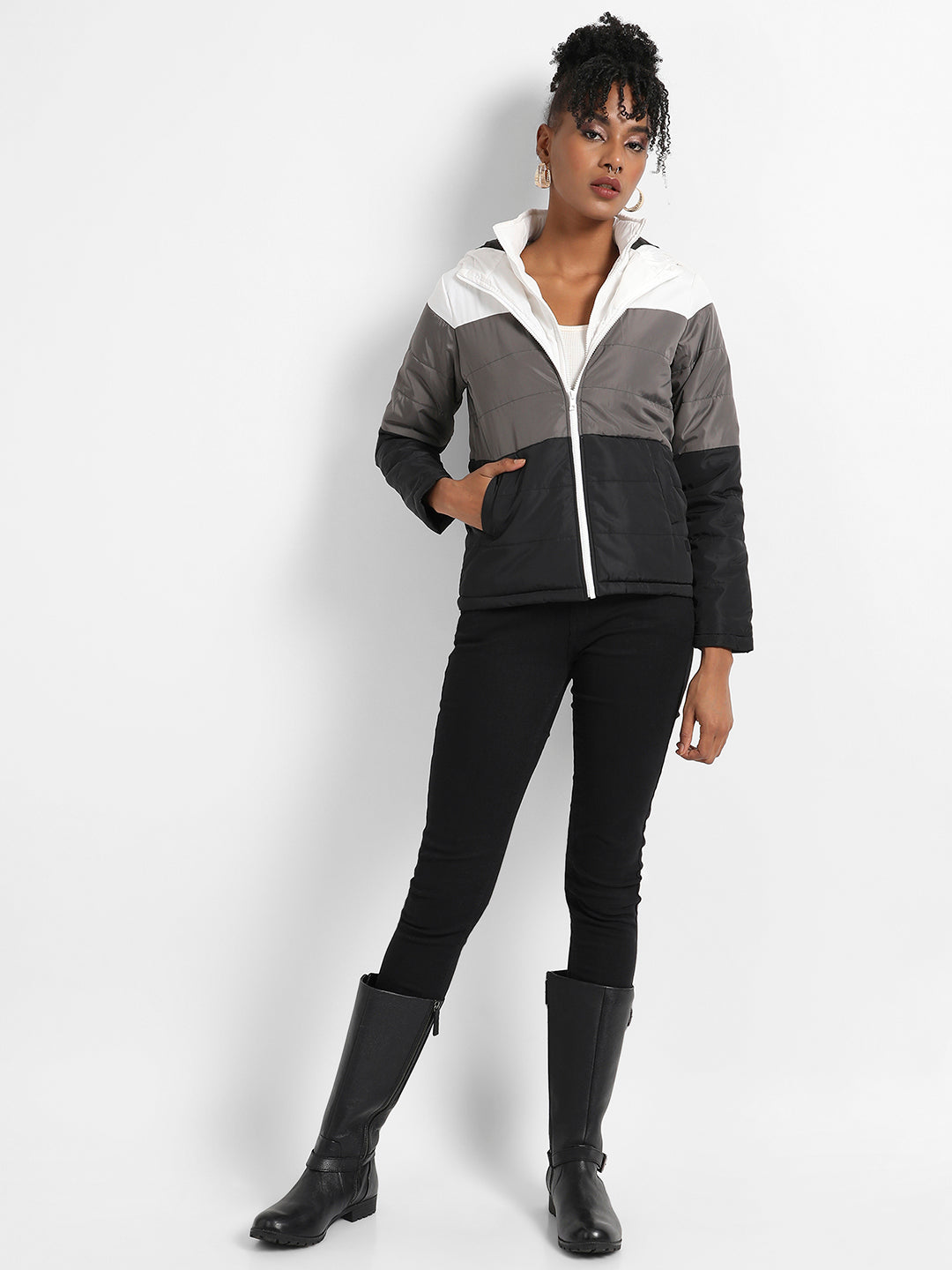 Double-Lined Colourblock Puffer Jacket