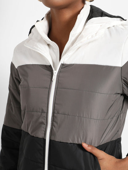 Multicolour Double-Lined Colourblock Puffer Jacket
