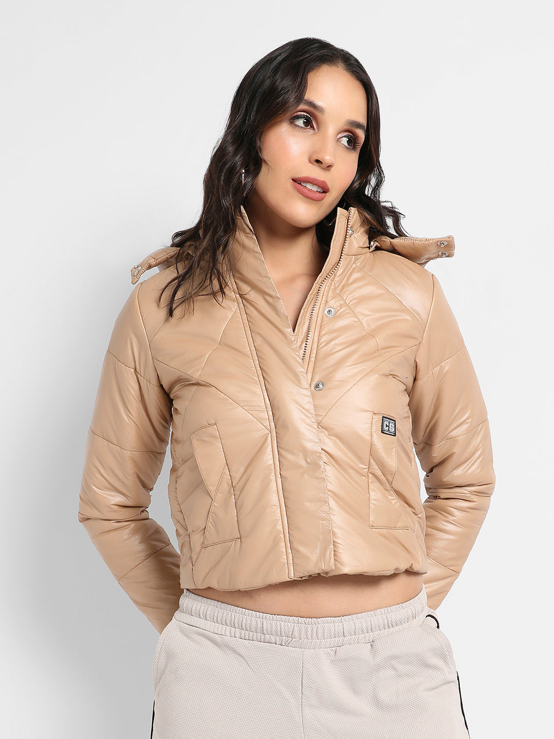 Quilted Bomber Jacket With Detachable Hood