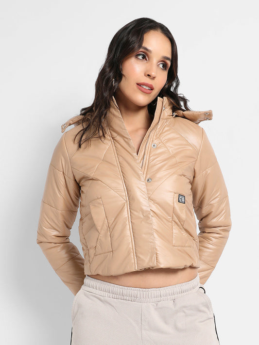 Quilted Bomber Jacket With Detachable Hood