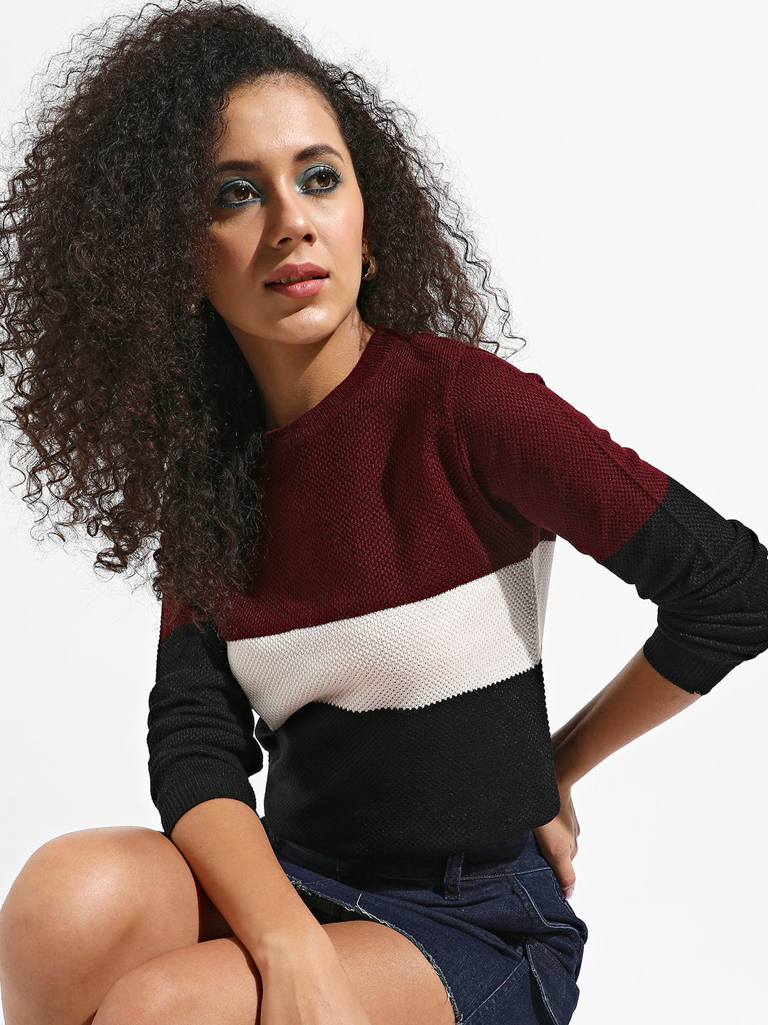 Pullover Sweater With Contrast Panels